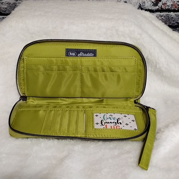 Lug Straddle Zip Around Wallet with Wristlet~ Grass Green OBO - Picture 4 of 10